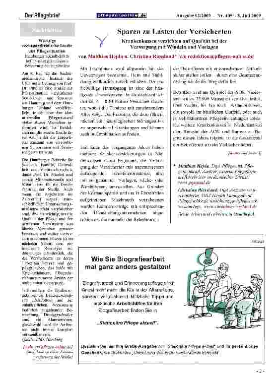 Vorschauseite 1: Sparen zu Lasten der Versicherten