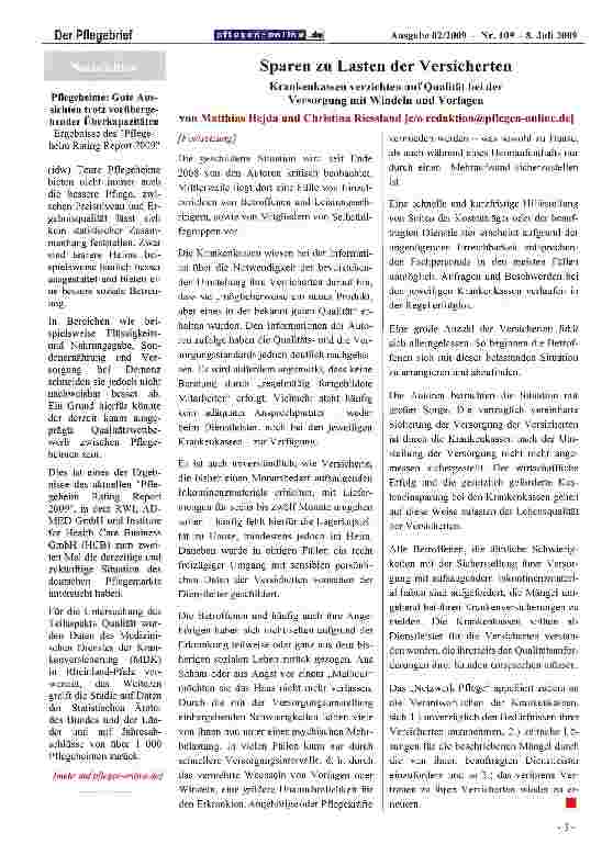 Vorschauseite 2: Sparen zu Lasten der Versicherten