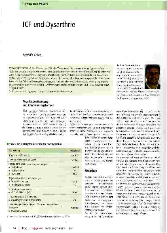 Vorschauseite 1: ICF und Dysarthrie
