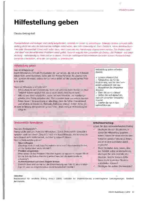Vorschauseite 1: Hilfestellung geben