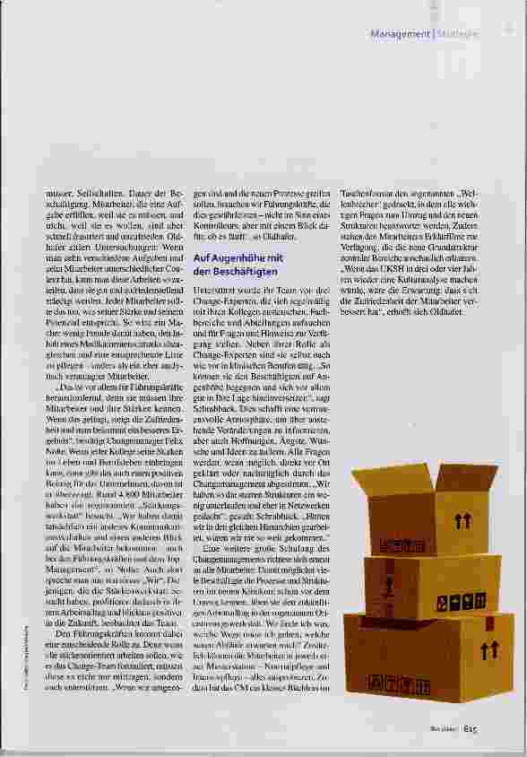 Vorschauseite 2: Umzug am UKSH Changemanagement als wichtiger Unterstützer