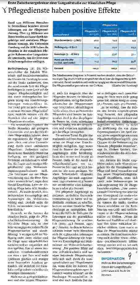 Vorschauseite 1: Pflegedienste haben positive Effekte