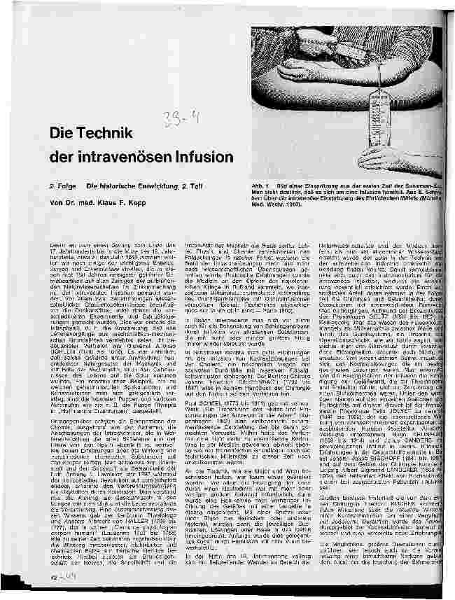 Vorschauseite 1: Die Technik der intravenösen Infusion 2. Folge: Die historische Entwicklung 2. Teil