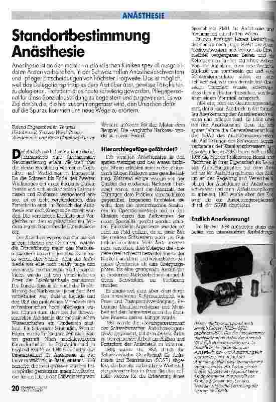 Vorschauseite 1: Standortbestimmung Anästhesie