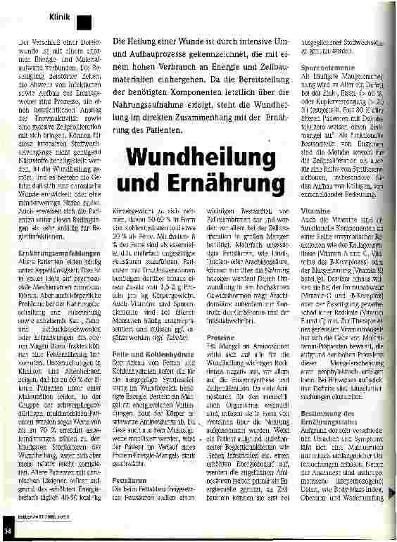 Vorschauseite 1: Wundheilung und Ernährung