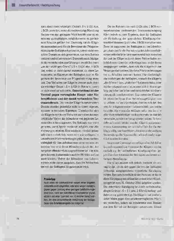 Vorschauseite 3: Kündigung wegen Entwendung geringwertiger Sachen