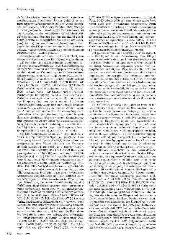 Vorschauseite 6: Außerordentliche fristlose Kündigung wegen Nebentätigkeit - Einzelfall -