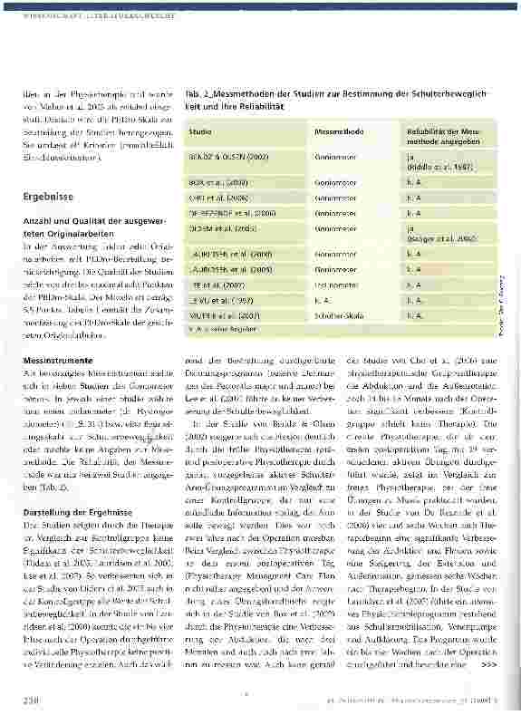 Vorschauseite 4: Der Effekt von Physiotherapie auf die Schulter beweglichkeit nach einer Brustkrebsoperation