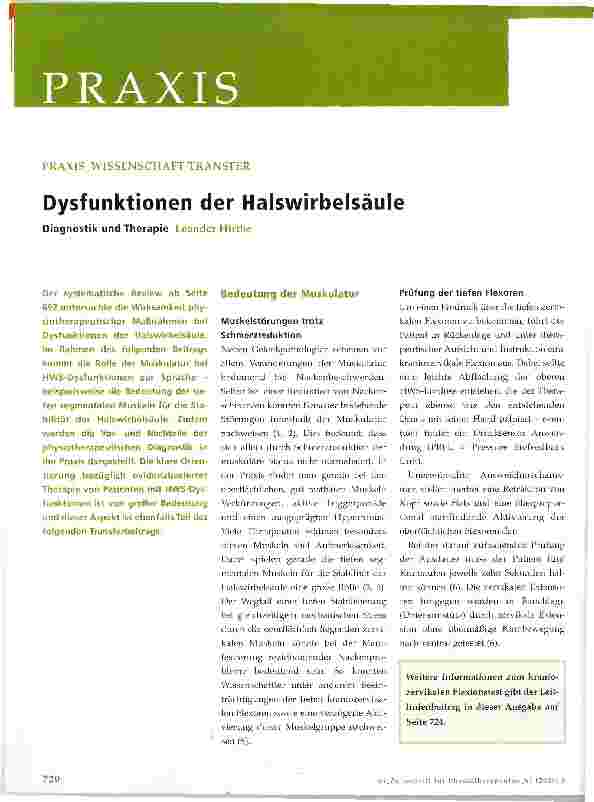 Vorschauseite 1: Dysfunktionen der Halswirbelsäule