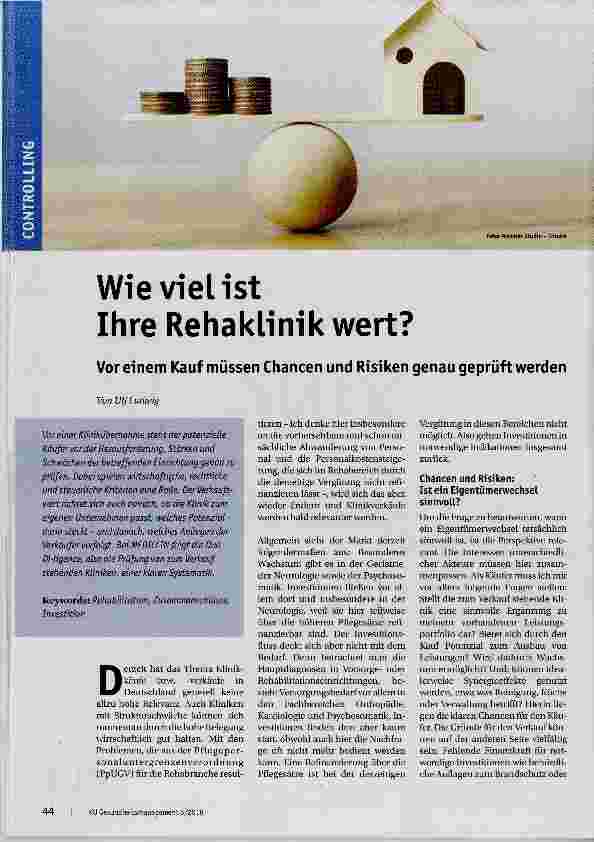 Vorschauseite 1: Wie viel ist Ihre Rehaklinik wert?