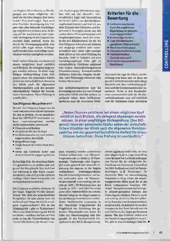 Vorschauseite 2: Wie viel ist Ihre Rehaklinik wert?