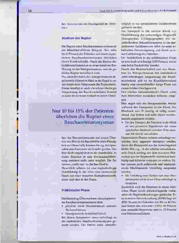Vorschauseite 2: Präklinische und klinische Versorgung des rupturierten Bauchaortenaneurysmas