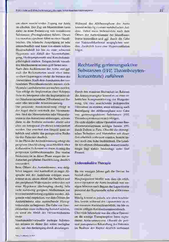 Vorschauseite 5: Präklinische und klinische Versorgung des rupturierten Bauchaortenaneurysmas