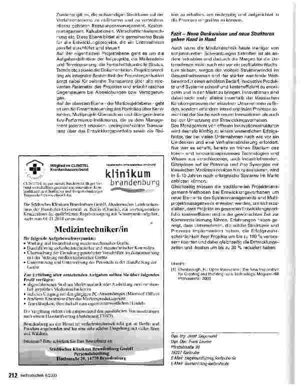 Vorschauseite 5: Erfolgsorientiertes Innovationsmanagement in der Medizintecnnik