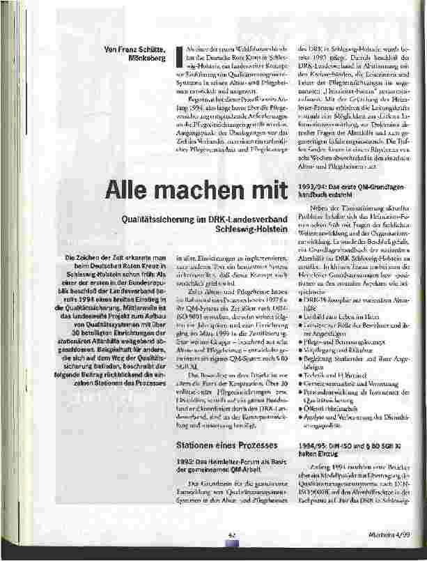 Vorschauseite 1: Alle machen mit Qualitätssicherung im DRK-Landesverband Schleswig-Holstein