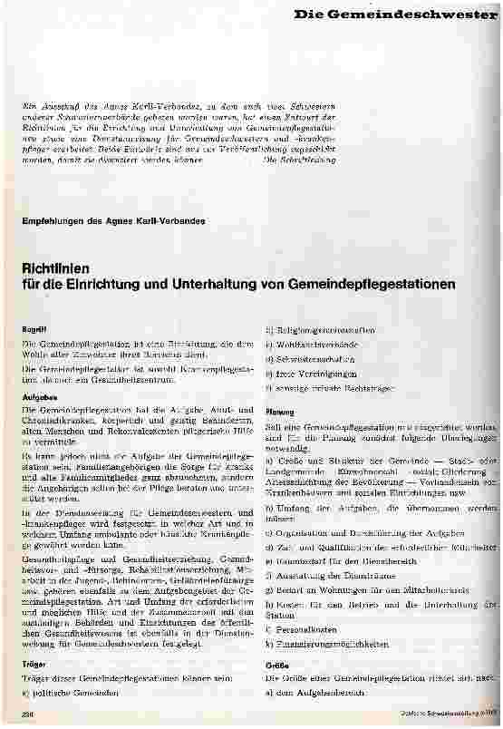 Vorschauseite 1: Richtlinien für die Einrichtung und Unterhaltung von Gemeindepflegestationen