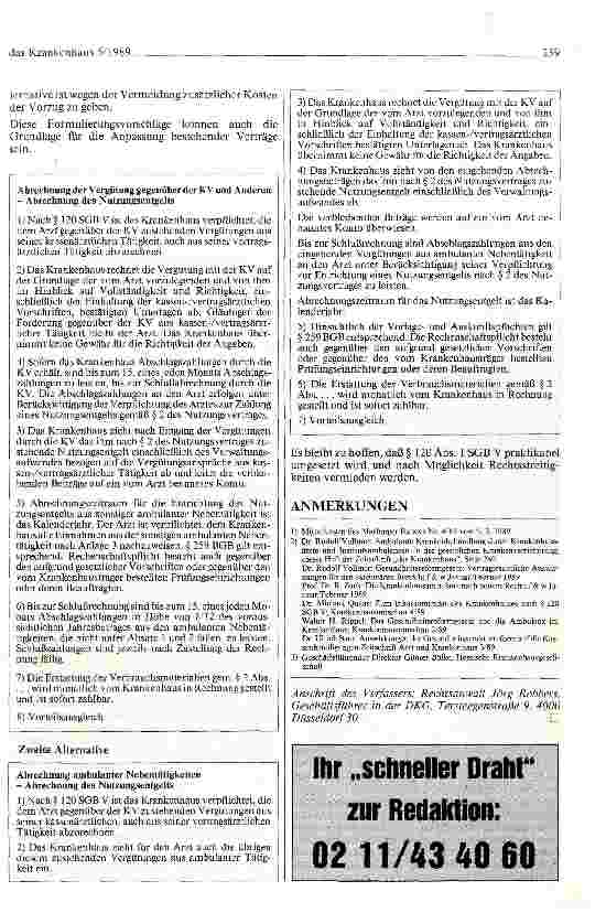 Vorschauseite 5: Vergütung ambulanter Leistungen ermächtigter Krankenhausärzte Inhalt und Grenzen des Paragraphen 120 Abs.1 SGB V
