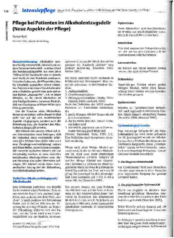 Vorschauseite 1: Pflege bei Patienten im Alkoholentzugsdelir (Neue Aspekte der Pflege)
