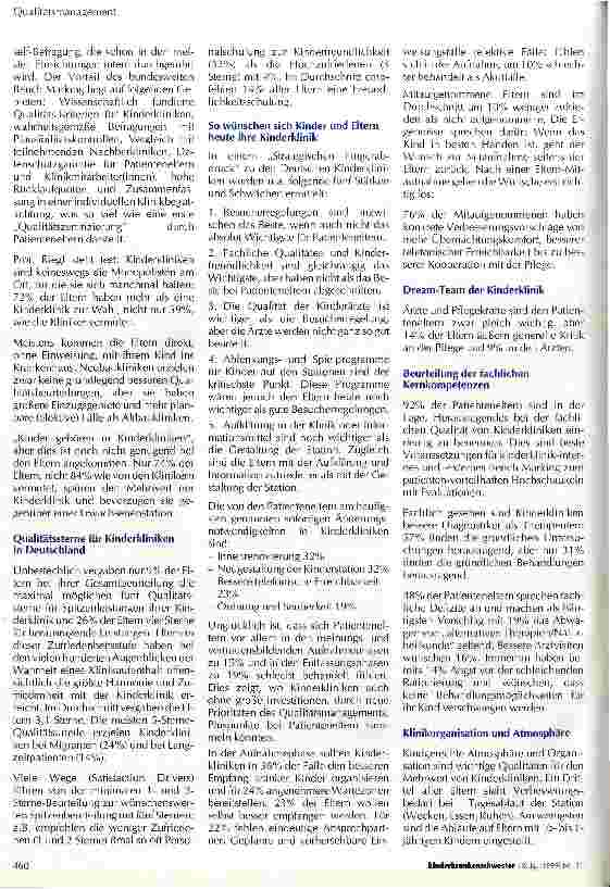 Vorschauseite 2: Die ideale Kinderklinik Kinderklinik-Imageund Bench-Marking-Studie Deutschland