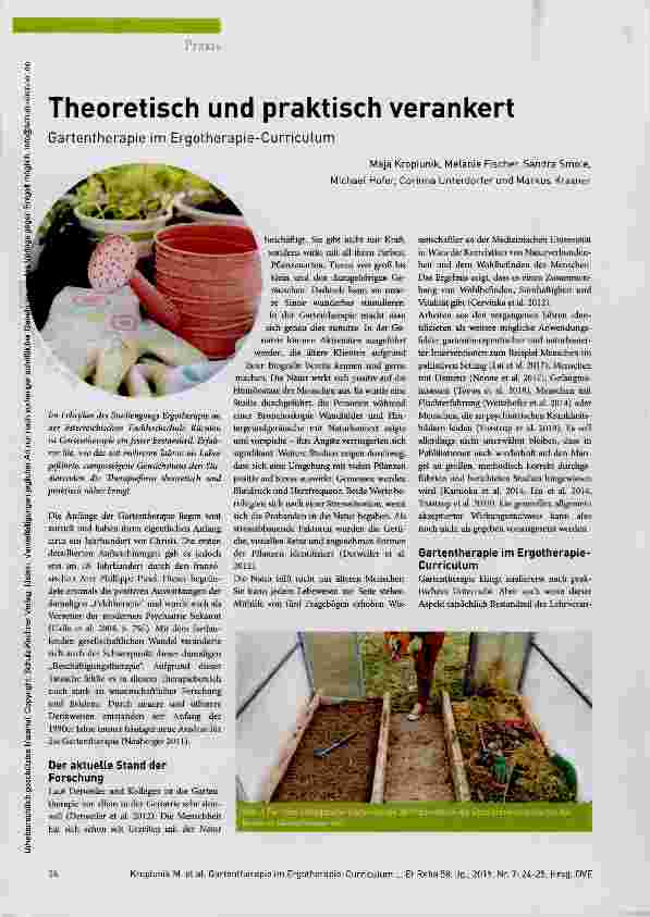 Vorschauseite 1: Theoretisch und praktisch verankert Gartentherapie im Ergotherapie-Curriculum