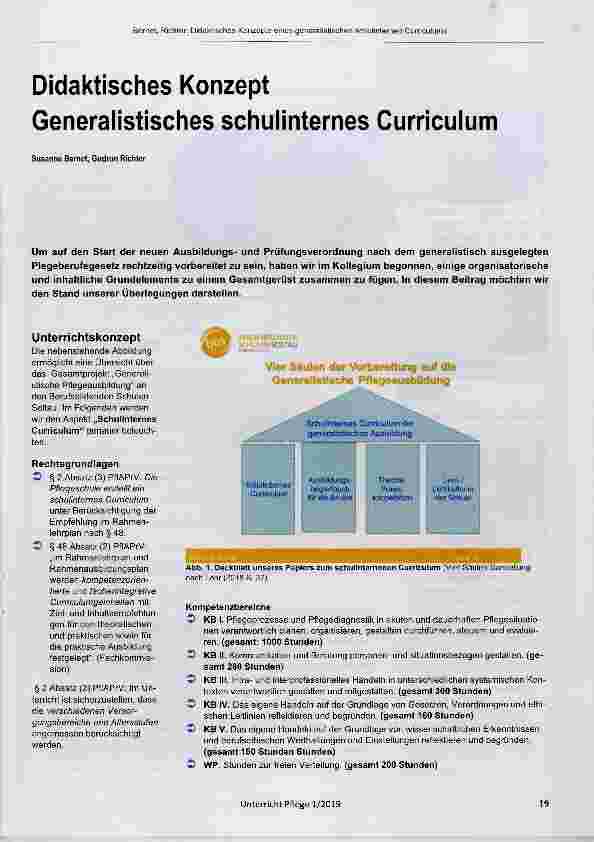 Vorschauseite 1: Didaktisches Konzept Generalistisches schulinternes Curriculum