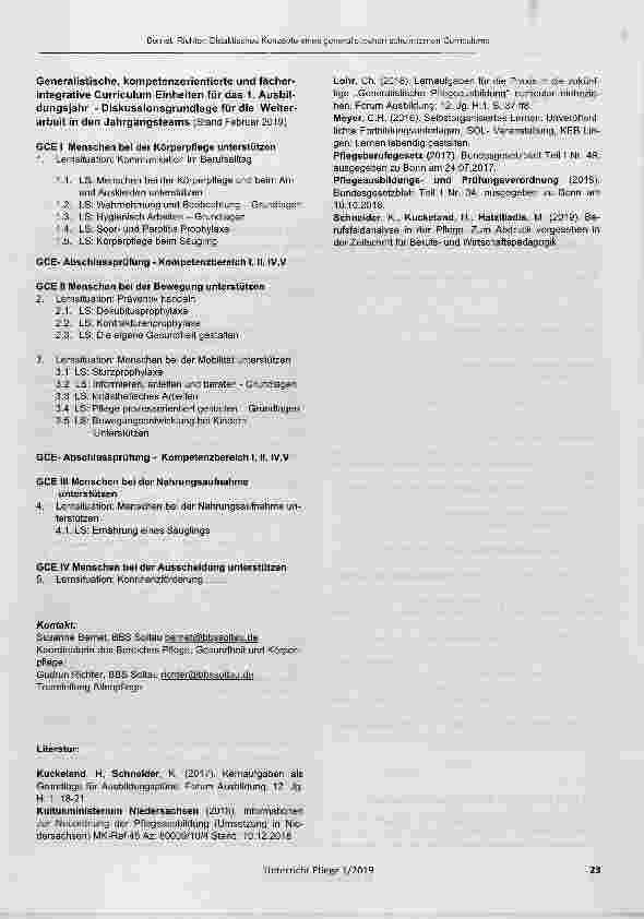 Vorschauseite 5: Didaktisches Konzept Generalistisches schulinternes Curriculum