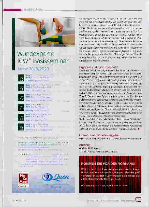 Vorschauseite 2: Die Comfort Positionierung im prozeduralen Schmerzund Angstmanagement
