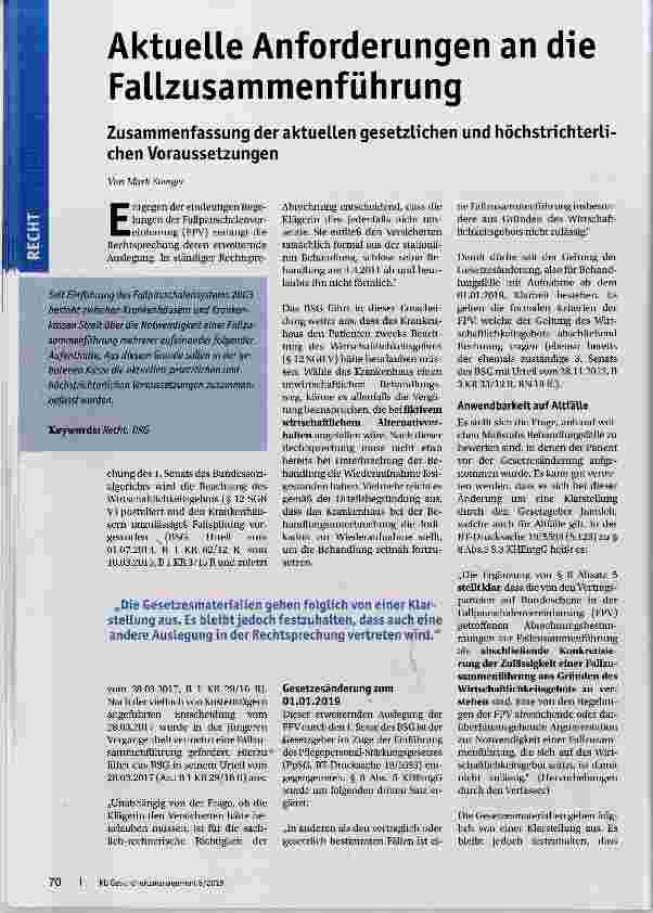 Vorschauseite 1: Aktuelle Anforderungen an die Fallzusammenführung