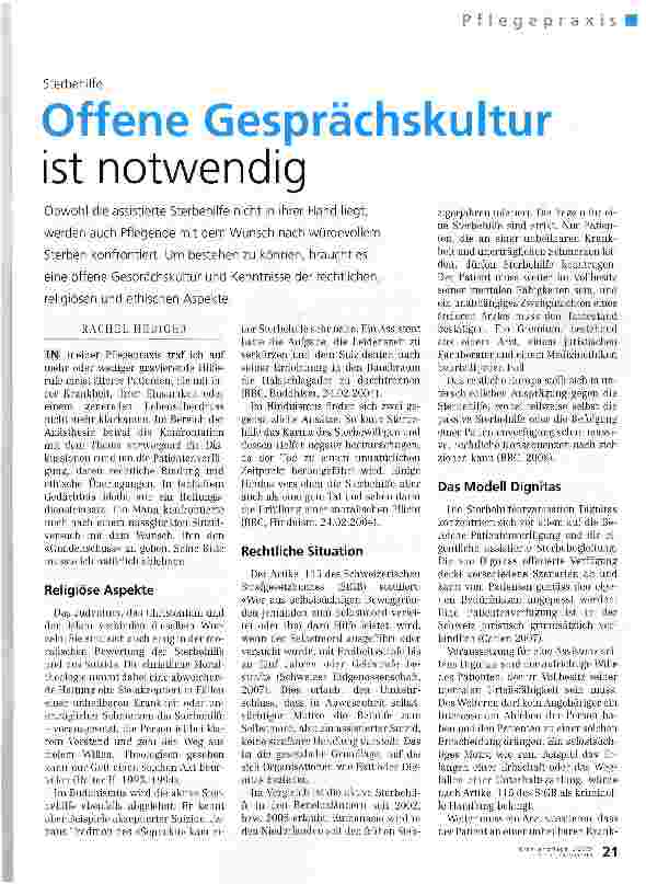Vorschauseite 1: Offene Gesprächskultur ist notwendig