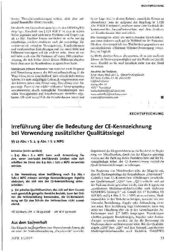 Vorschauseite 1: Irreführung über die Bedeutung der CE-Kennzeichnung bei Verwendung zusätzlicher Qualitätssiegel