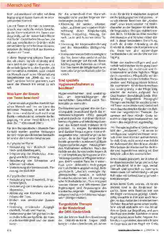 Vorschauseite 2: Tiergestützte Therapie in der Klinik