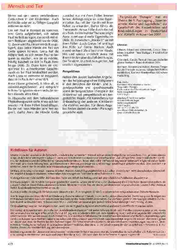 Vorschauseite 4: Tiergestützte Therapie in der Klinik