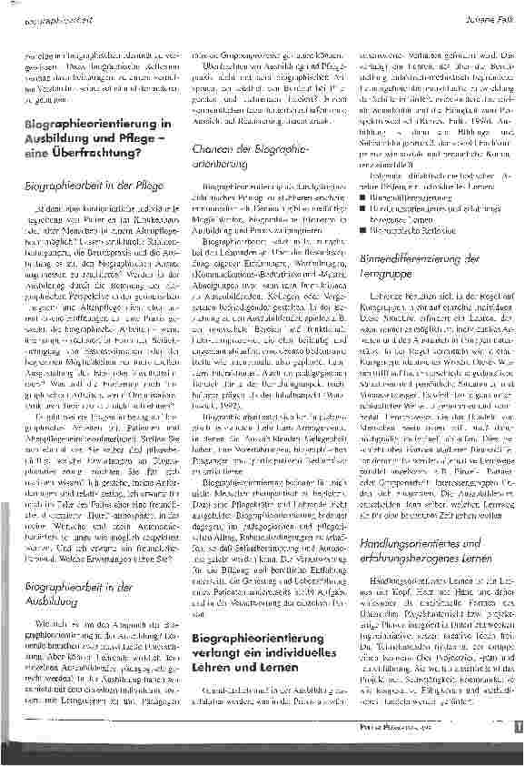 Vorschauseite 2: Biographiearbeit in der Lehrerfortbildung und Pflegeausbildung