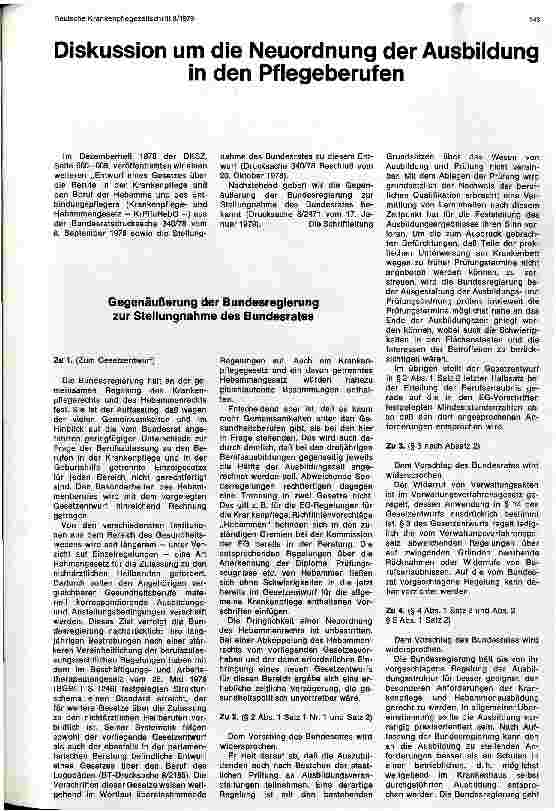 Vorschauseite 1: Diskussion um die Neuordnung der Ausbildung in den Pflegeberufen