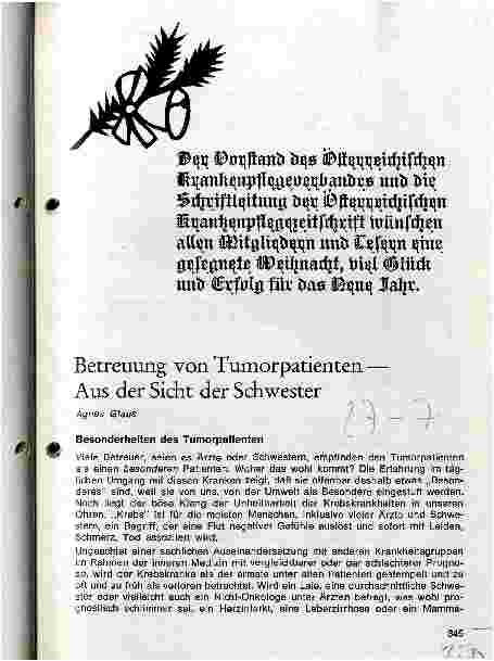 Vorschauseite 1: Betreuung von Tumorpatienten - - aus der Sicht der Schwester
