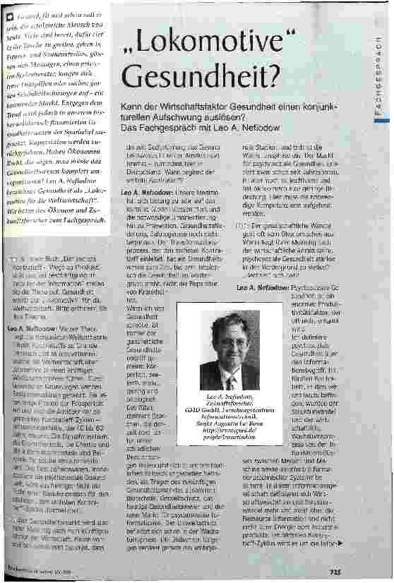 Vorschauseite 1: Lokomotive Gesundheit?