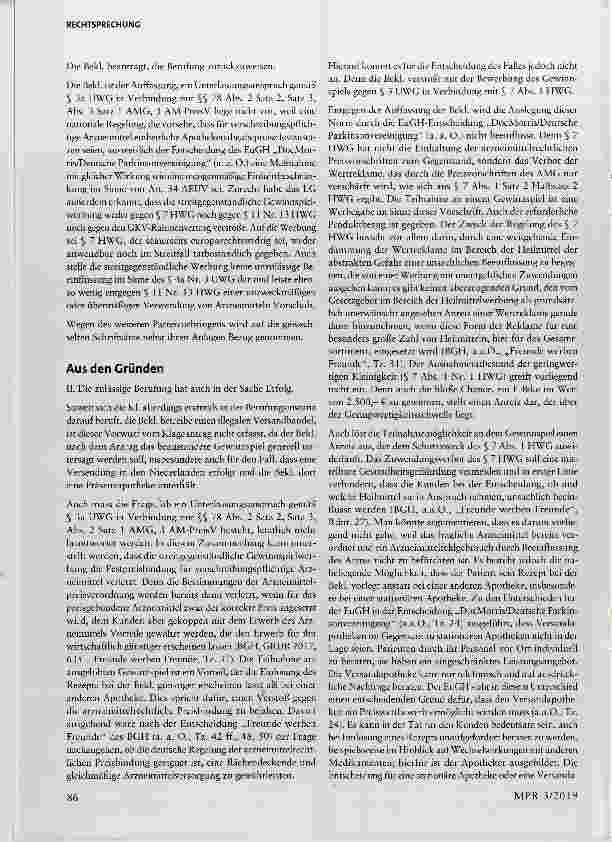 Vorschauseite 2: Möglichkeit zur Teilnahme an einem Gewinnspiel als unzulässige Werbegabe zu einem Arzneimittel