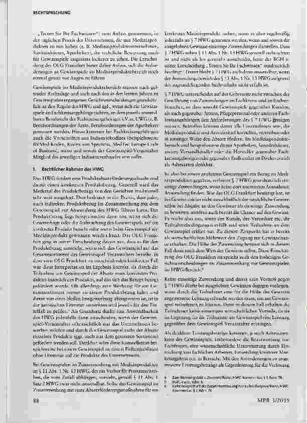Vorschauseite 4: Möglichkeit zur Teilnahme an einem Gewinnspiel als unzulässige Werbegabe zu einem Arzneimittel