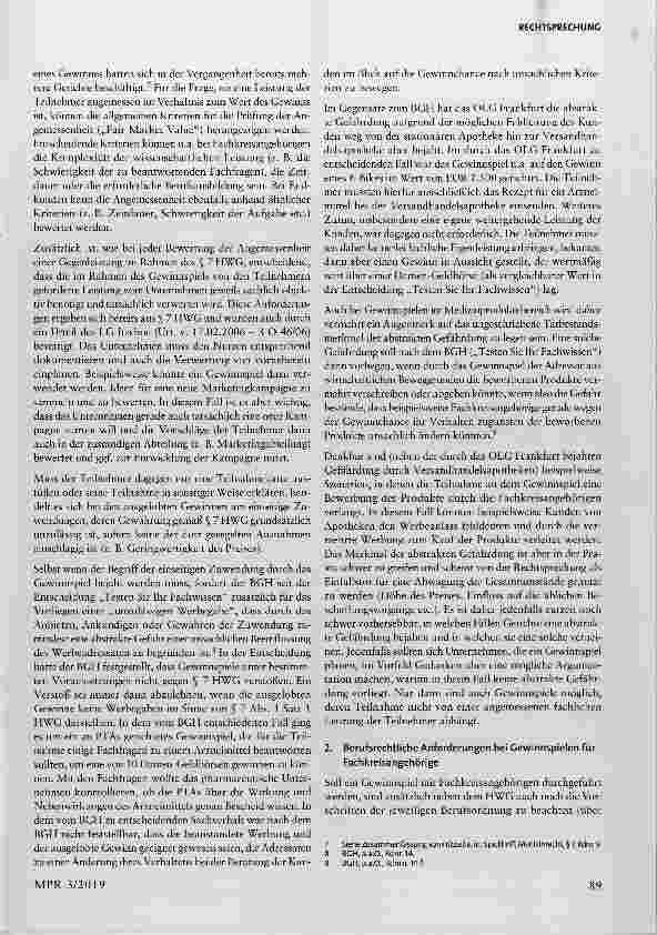 Vorschauseite 5: Möglichkeit zur Teilnahme an einem Gewinnspiel als unzulässige Werbegabe zu einem Arzneimittel