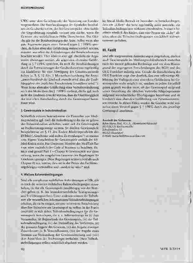 Vorschauseite 6: Möglichkeit zur Teilnahme an einem Gewinnspiel als unzulässige Werbegabe zu einem Arzneimittel