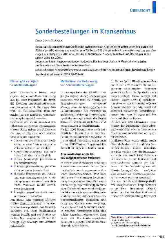 Vorschauseite 1: Sonderbestellungen im Krankenhaus
