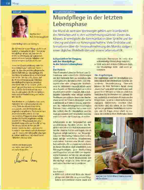 Vorschauseite 1: Mundpflege in der letzten Lebensphase