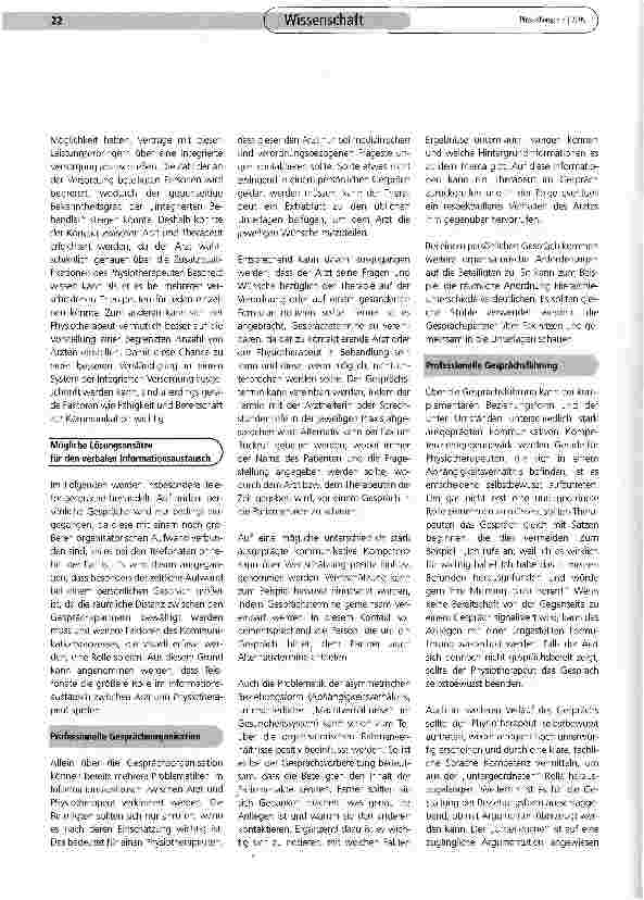 Vorschauseite 2: Kommunikationsprobleme zwischen Arzt und Physiotherapeut