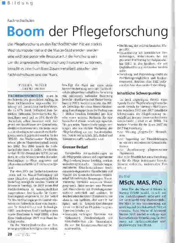 Vorschauseite 1: Boom der Pflegeforschung