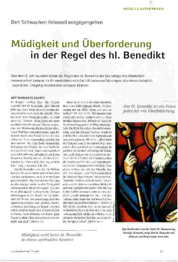 Vorschauseite 1: Müdigkeit und Überforderung in der Regel des hl. Benedikt