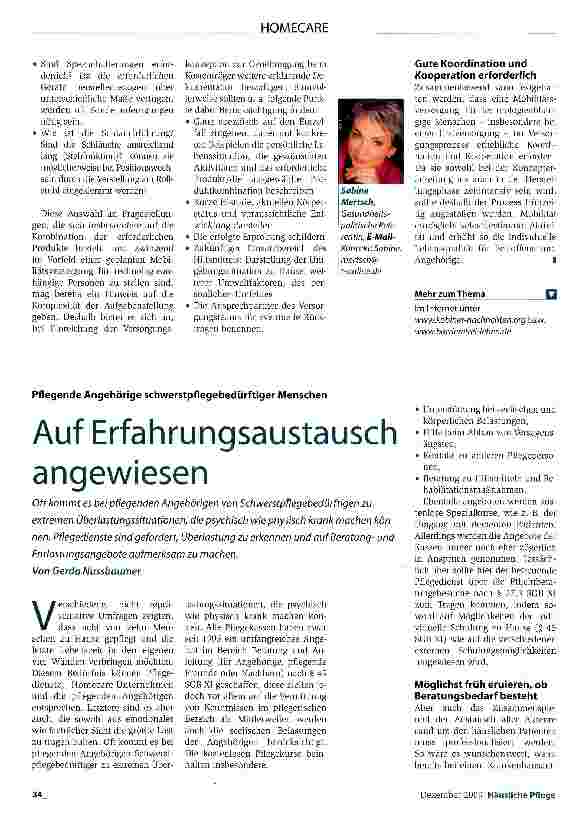 Vorschauseite 1: Auf Erfahrungsaustausch angewiesen