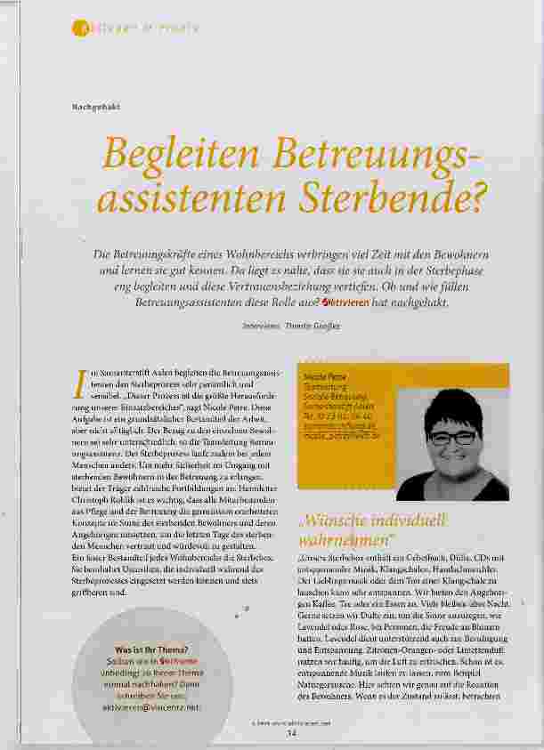 Vorschauseite 1: Begleiten Betreuungsassistenten Sterbende?