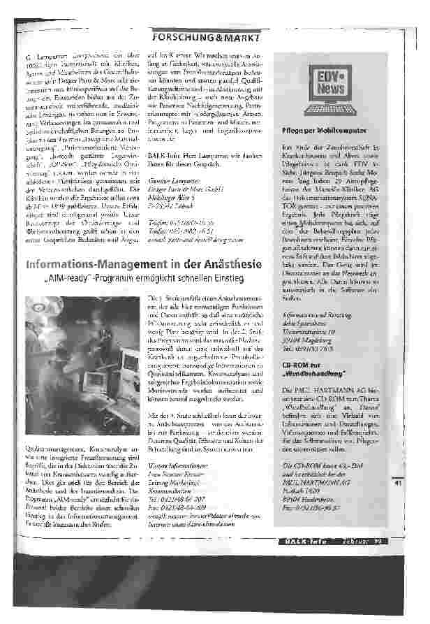 Vorschauseite 2: Versorgungsmanagement im Krankenhaus Neues Unterstützungssystem materialwirtschaftlicher Abläufe