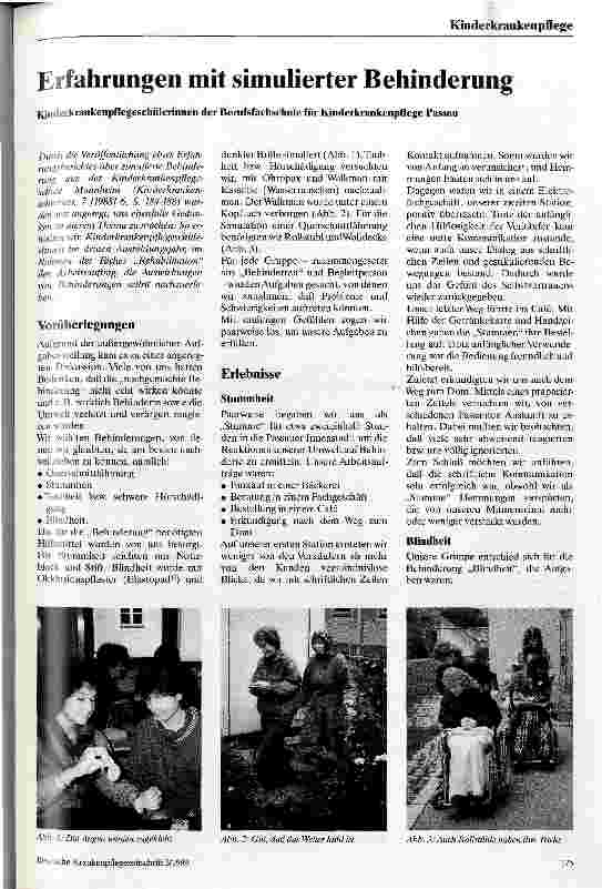 Vorschauseite 1: Erfahrungen mit simulierter Behinderung