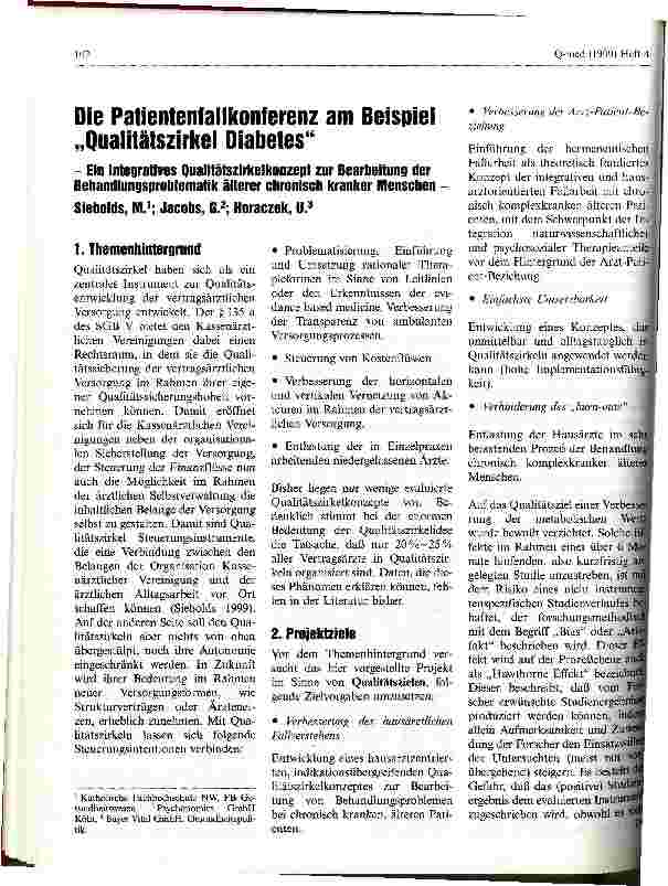 Vorschauseite 1: Die Patientenfallkonferenz am Beispiel Qualitätszirkel Diabetes